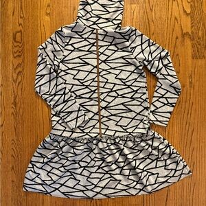 THML Turtleneck Dress - Black and Gray Geometric Pattern